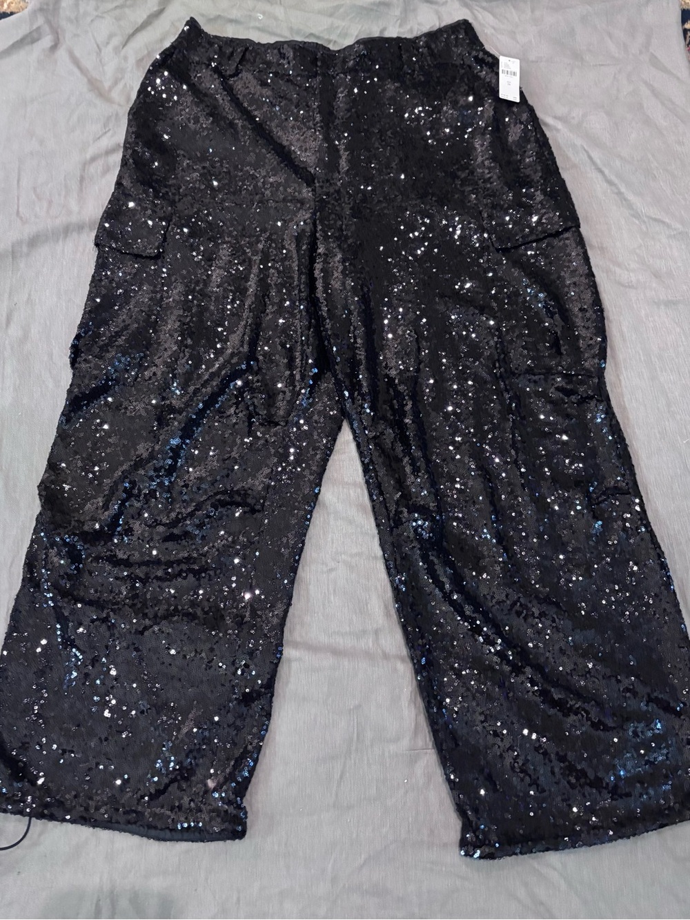 Anthropologie Black Sequin Mini Skirt